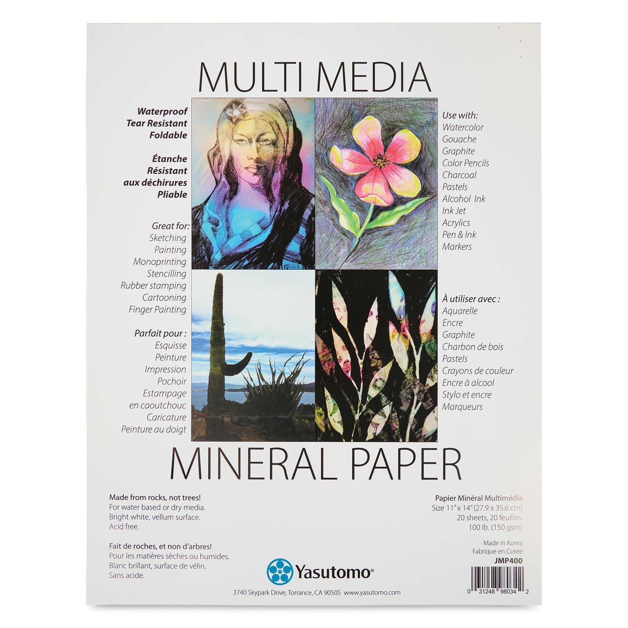 Yasutomo Mineral Paper Artist Pad - 11" x 14", 20 Sheets, 100 lb (150 gsm)